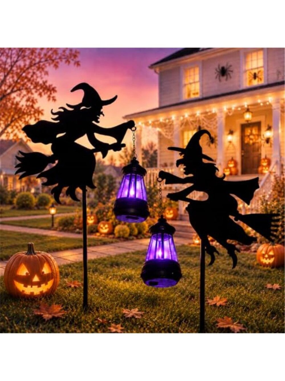 2 Pack Halloween Witches Outdoor Solar Lanterns Halloween Decoration